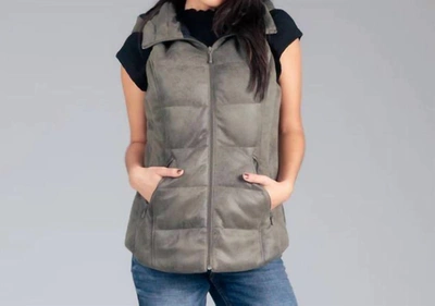 Anorak Distressed Faux Suede Vest In Olive In Green