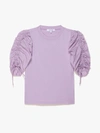 Frame Ruched Tie Sleeve Top In Purple