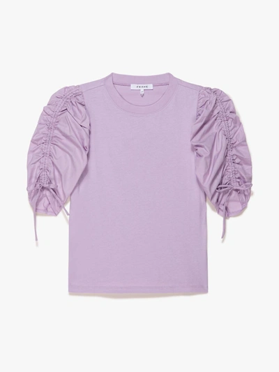 Frame Ruched Tie Sleeve Top In Purple