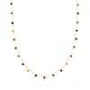 CANARIA FINE JEWELRY CANARIA MULTICOLORED SAPPHIRE AND RUBY BEAD STATION NECKLACE IN 10KT YELLOW GOLD