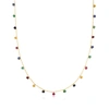 Canaria Fine Jewelry Canaria Multicolored Sapphire And Ruby Bead Station Necklace In 10kt Yellow Gold In Green