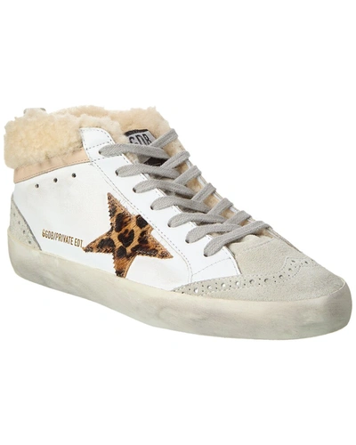 Golden Goose Midstar Leather & Shearling Sneaker In White