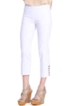 SLIMSATION BY MULTIPLES CROP PANT WITH POCKETS & STRAP HEM VENTS IN WHITE