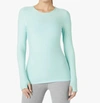 BEYOND YOGA CLASSIC CREW PULLOVER IN POWDER BLUE HEATHER