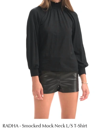 Chrldr Radha Smoked Mock Neck Long Sleeve T Shirt In Black