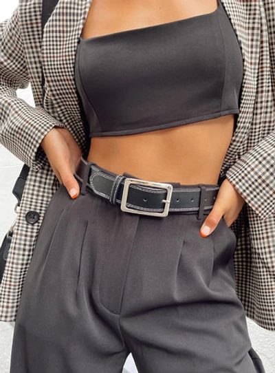 Princess Polly Sydney Contrast Stitch Belt In Black