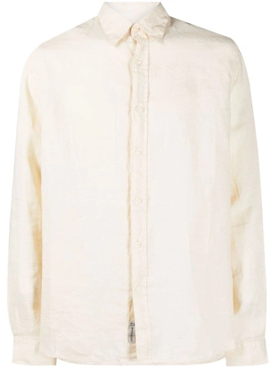 Woolrich Linen Button-up Shirt In Milky Cream