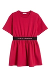 DOLCE & GABBANA KIDS' LOGO WAISTBAND T-SHIRT DRESS