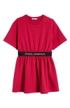 Dolce & Gabbana Dolce&gabbana Kids' Logo Waistband T-shirt Dress In Plum