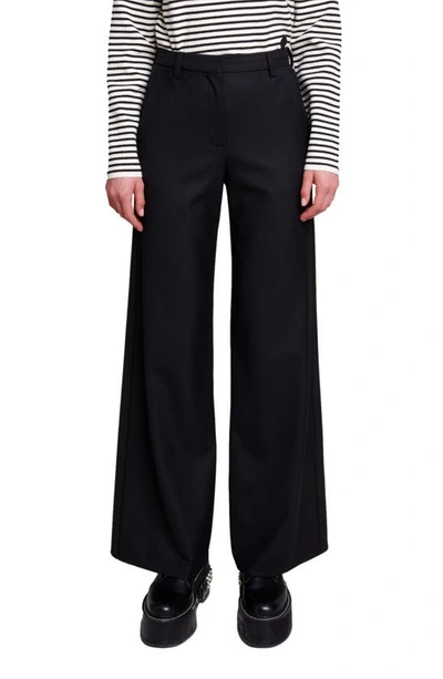 Maje Pariso Flare Leg Pants In Noir