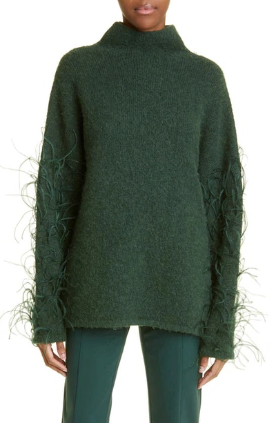 Lapointe Alpaca Sweater With Ostrich In Forest