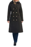 Vince Camuto Women's Double-breasted Faux-fur-collar Wool Blend Coat In Olive