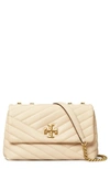 Tory Burch Kira Chevron Small Convertible Leather Shoulder Bag In New Cream