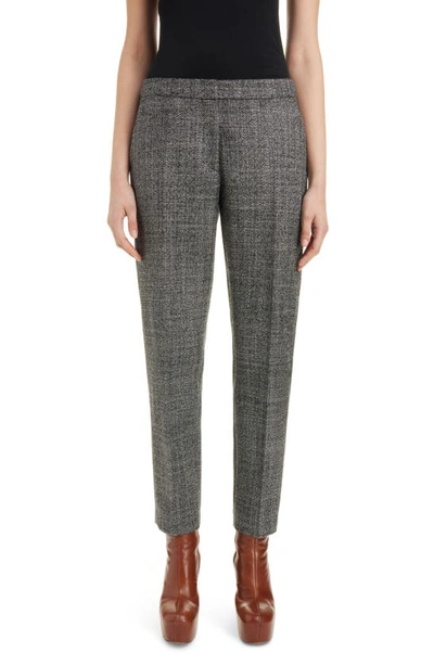 Dries Van Noten Pleated Wool-tweed Tapered Pants In Grey/ Black