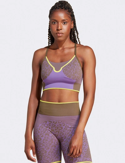 Adidas By Stella Mccartney Truestrength Seamless Medium-support Yoga Sports Bra In Purple