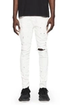 Purple Brand Distressed Low-rise Skinny Jeans In Optic White Paint Blowout