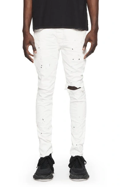 Purple Brand Distressed Low-rise Skinny Jeans In Optic White Paint Blowout