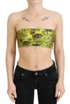 John Galliano Yellow Newspaper Print Cropped Blouse In Yellow