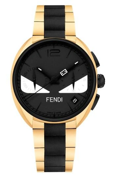 Fendi Momento Bug Chronograph Bracelet Watch, 40mm In Black-gold