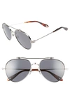 GIVENCHY 58MM POLARIZED AVIATOR SUNGLASSES - PALLADIUM,GV7057SNUD-M