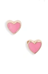 Anzie Enamel Heart Stud Earrings In Pink