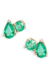 ANZIE X MEL SOLDERA JUMELLE EMERALD STUD EARRINGS