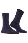 Falke Cotton Touch Crew Socks In Dark Navy