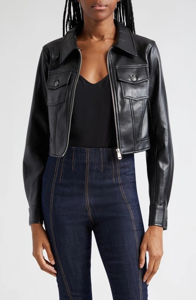 Cinq À Sept Marilee Cropped Vegan Leather Jacket In Black