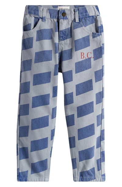 Bobo Choses Kids' Checkerboard-print Straight-leg Jeans In Grey