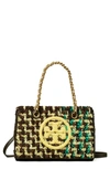 Tory Burch Fleming Soft Tweed Mini Chain Tote In Brown Multi