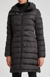 Moncler Flammette Appliquéd Hooded Quilted Tech-shell Down Coat In Black