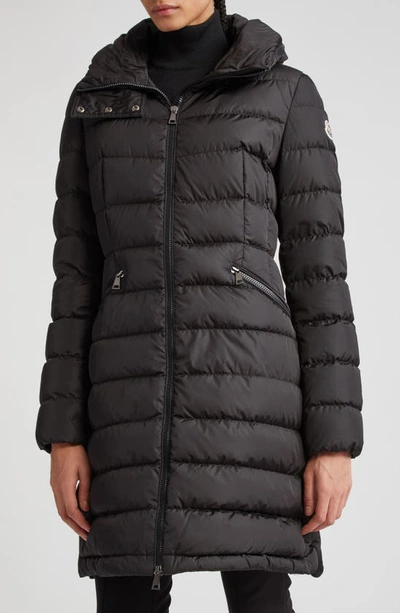 Moncler Flammette Appliquéd Hooded Quilted Tech-shell Down Coat In Black