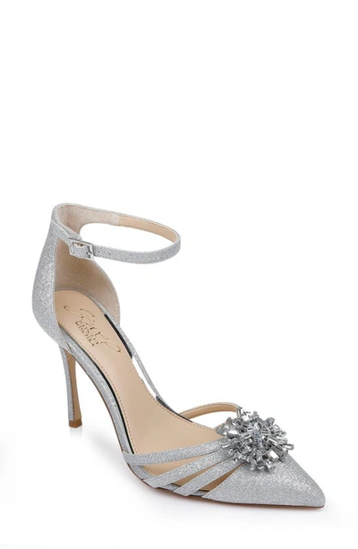 Jewel Badgley Mischka Women's Violette Pointed Toe Evening Sandals In Silver Glitter