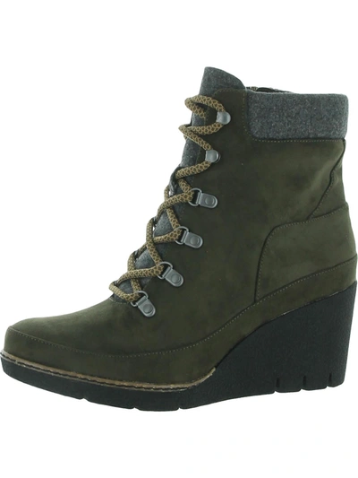 Dr. Scholl's Shoes Lada Womens Cushioned Footbed Ankle Wedge Boots In Green
