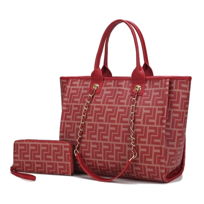 Mkf Collection By Mia K Marlene Vegan Leather Women's Tote Bag With Wallet- 2 Pieces In White