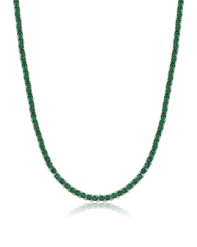 Luv Aj Mini Ballier Necklace- Emerald Green- Silver