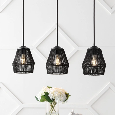Jonathan Y Ibiza Island 30" 3-light Seagrass/metal Bohemian Coastal Led Pendant