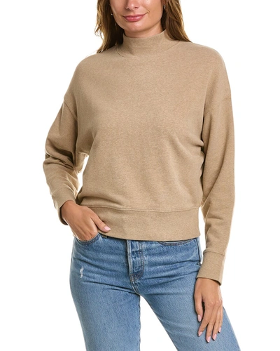 Vince Fine Gauge Seamless Mock Neck Wool Sweater In Brown