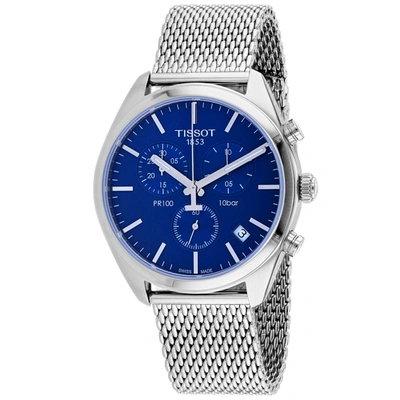 Tissot Men's Blue Dial Watch In Silver