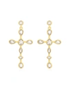 LUV AJ BEZEL STONE CROSS STUDS- GOLD