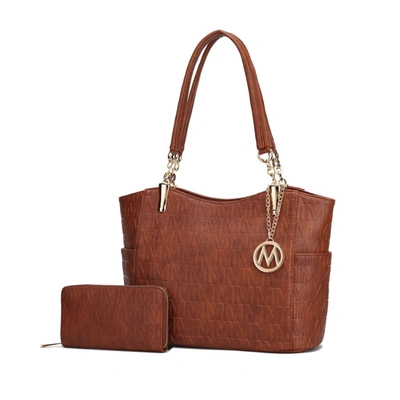 Mkf Collection By Mia K Allison Vegan Leather 2 Pcs Tote & Wallet Handbag In Brown