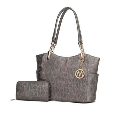 Mkf Collection By Mia K Allison Vegan Leather 2 Pcs Tote & Wallet Handbag In Grey