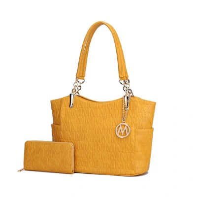 Mkf Collection By Mia K Allison Vegan Leather 2 Pcs Tote & Wallet Handbag In Yellow