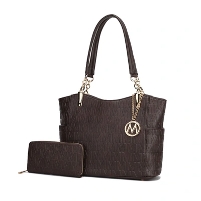 Mkf Collection By Mia K Allison Vegan Leather 2 Pcs Tote & Wallet Handbag In Gold
