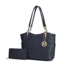 Mkf Collection By Mia K Allison Vegan Leather 2 Pcs Tote & Wallet Handbag In Blue