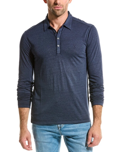 John Varvatos Marty Burnout Polo Shirt In Blue