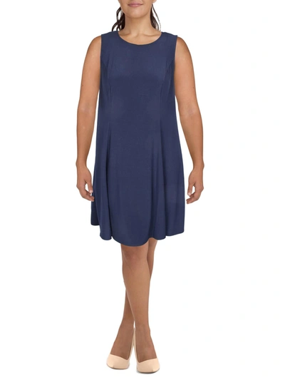 Jessica Howard Plus Womens Jersey Solid Shift Dress In Blue