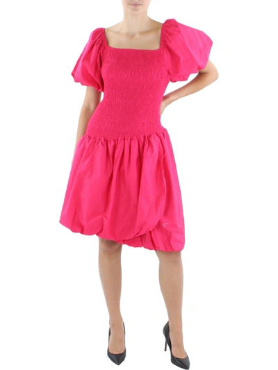 N By Nancy Womens Smocked Midi Fit & Flare Dress In Pink
