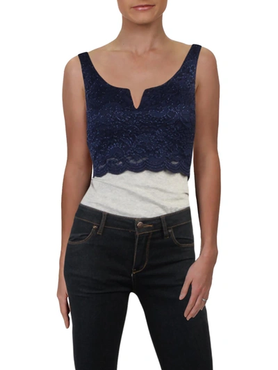 City Studio Juniors Womens Lace Short Crop Top In Blue