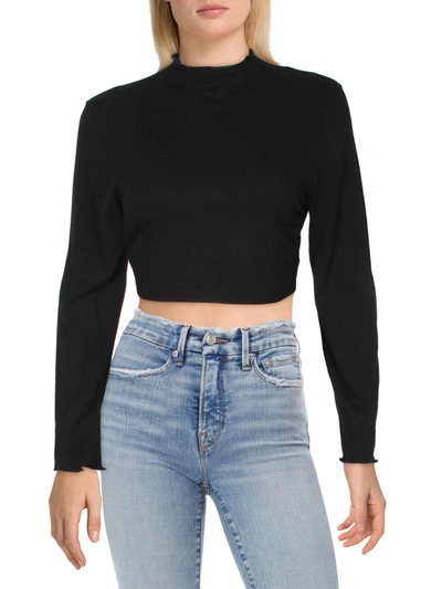 Almost Famous Juniors Womens Knit Long Sleeves Cropped In Black
